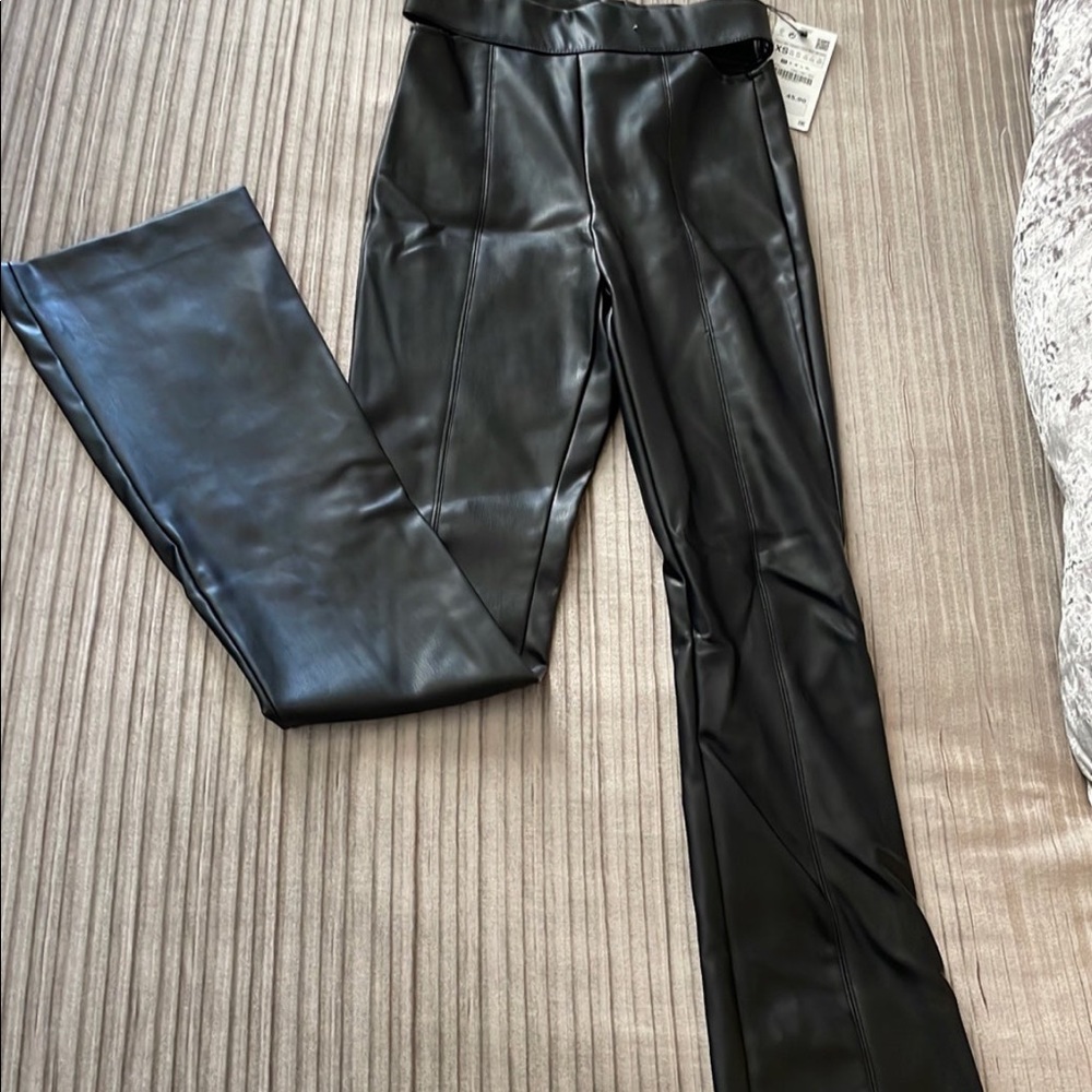 Zara Black Leather Pants NWT
